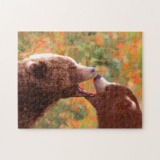 Puzzle Grizzly Bear Mom and Cub Painting - Wildlife Art (Horizontal)