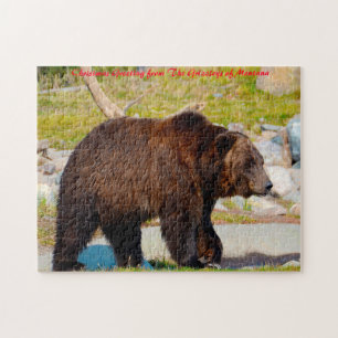 Puzzle Grizzly Bears Montana. Salutation de Noël