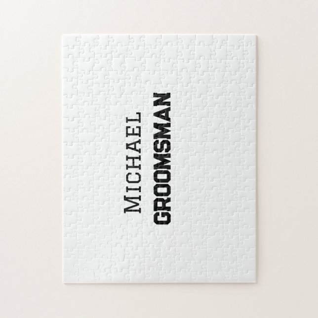 Puzzle Groomsman simple minimal ajouter nom moderne mascu (Vertical)