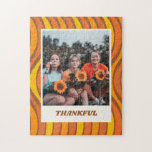 Puzzle Groovy 70s Autumn Orange Brown Custom Photo<br><div class="desc">Groovy 60s 70s Fall Orange Brown Custom Photo Thankful Puzzle</div>