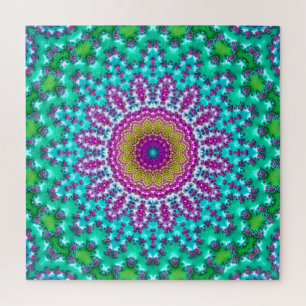 Puzzle Groovy Mandala Fractal Bohème de Couleur Bijou