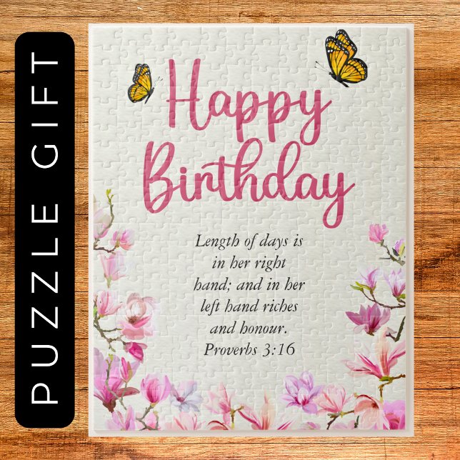 Puzzle Gros Anniversaire Maman Rose Floral Texte (Big Birthday Mom Pink Floral Scriptural Text Jigsaw Puzzle
gift)