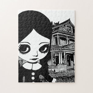 Puzzle Gros oeil Goth girl Maison hantée Art original