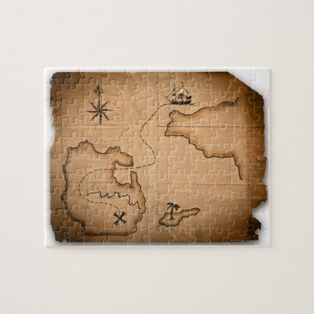 Puzzle Gros plan du monde antique avec route de bateau (Horizontal)