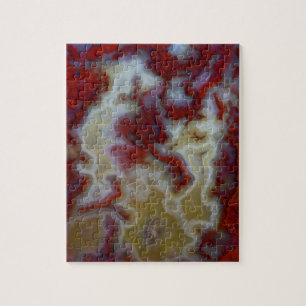 Puzzle Gros plan d'une dalle d'agate mousse rouge