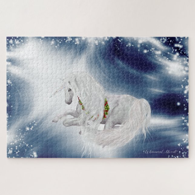 Puzzle Gros - Tempête d'hiver Imaginaire vacances Unicorn (Horizontal)