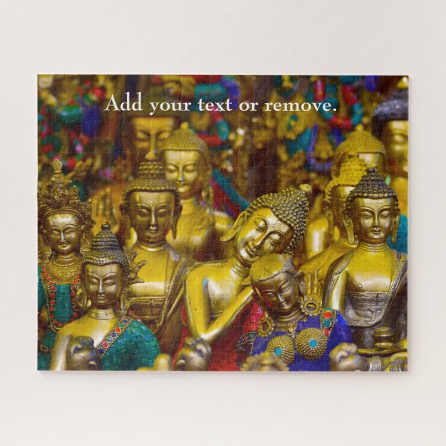 Puzzle Grosse photo des statues de Bouddha en or : (Horizontal)