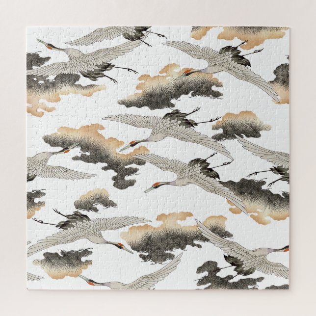 Puzzle Grue de style japonais : design élégant. (Vertical)