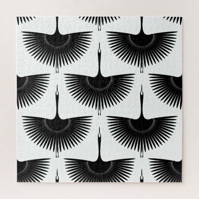 Puzzle Grue gracieuse : Motif d'oiseaux orientaux (Vertical)