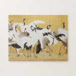 Puzzle Grues d'horloges japonaises Vintage Bird Rich Clas<br><div class="desc">Cette image est basée sur le troupeau japonais de grues (18ème siècle) peinture vintage par Ishida Yutei. Image du domaine public de l'Institut d'Art de Minneapolis.</div>