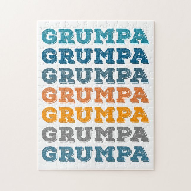 Puzzle Grumpa | Gros Grumpy Grandpa Retro Design de texte (Vertical)