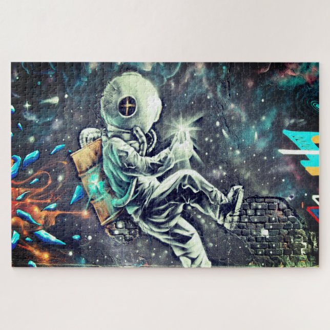 Puzzle Grunge Modern Space Astronaut Street Art (Horizontal)