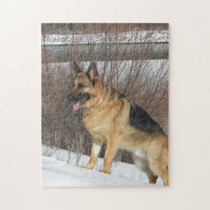 Puzzle GSD dans la neige d'hiver