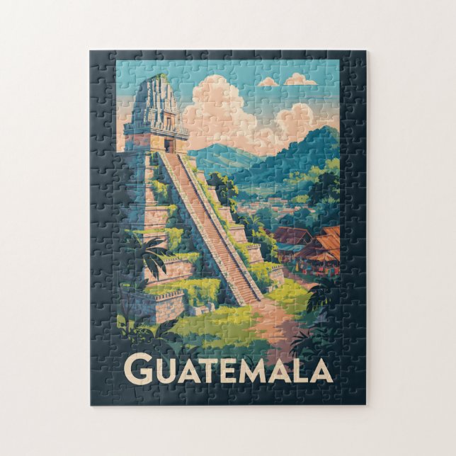 Puzzle Guatemala Tikal National Park Illustration Voyage (Vertical)
