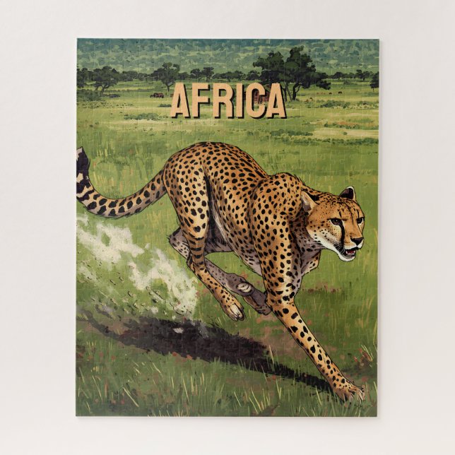 Puzzle Guépard Retro Africa Scénique (Vertical)