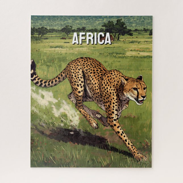 Puzzle Guépard Retro Africa Scénique (Vertical)
