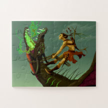 Guerrier elfe combattant un dragon