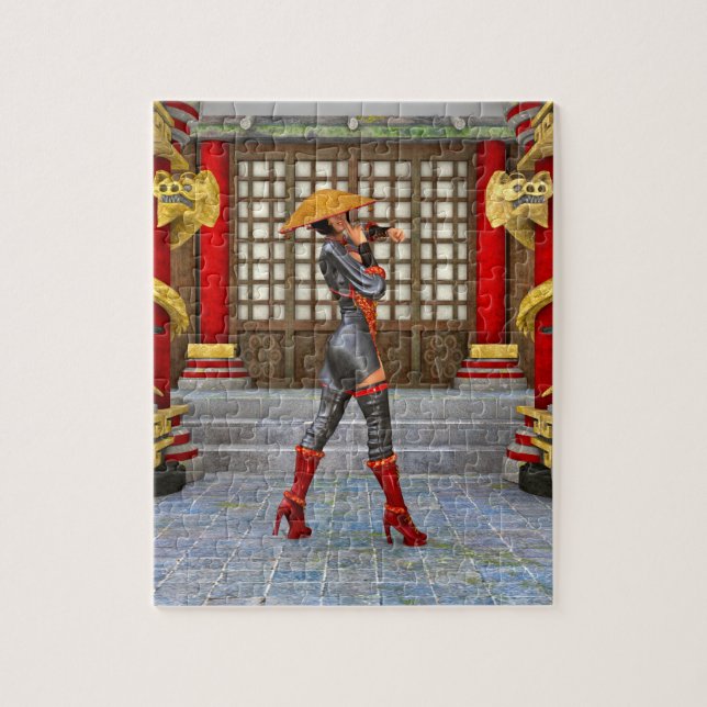 Puzzle Guerrière asiatique Fantasy Illustration de Samour (Vertical)