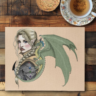Puzzle Guerrière Elfe Dragon Fantastique Magique Médiéval