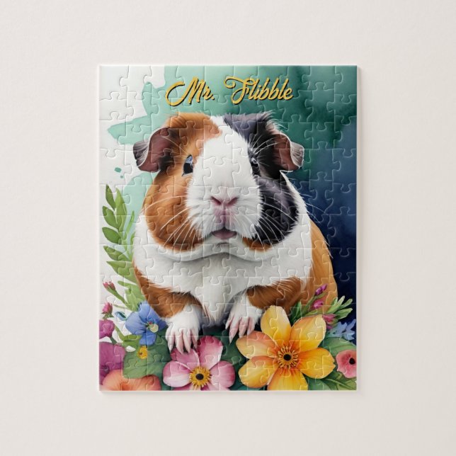 Puzzle Guinea Pig Family Pet Portrait (Vertical)