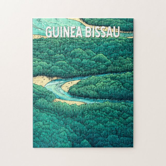 Puzzle Guinée Bissau Illustration Voyage Art Vintage (Vertical)