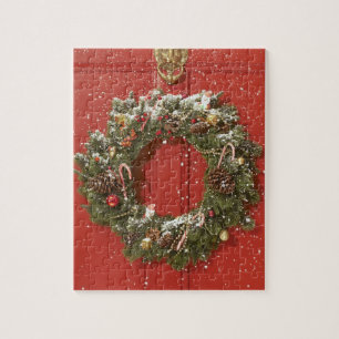 Puzzle Guirlande de Noël accrochant sur une porte