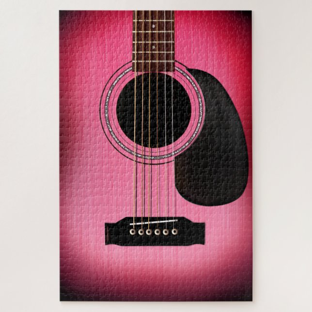Puzzle Guitare acoustique de Sunburst rose (Vertical)