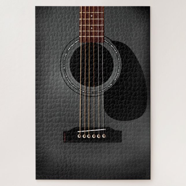 Puzzle Guitare acoustique noire cendrée (Vertical)