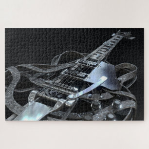 Puzzle Guitare électrique gris argent