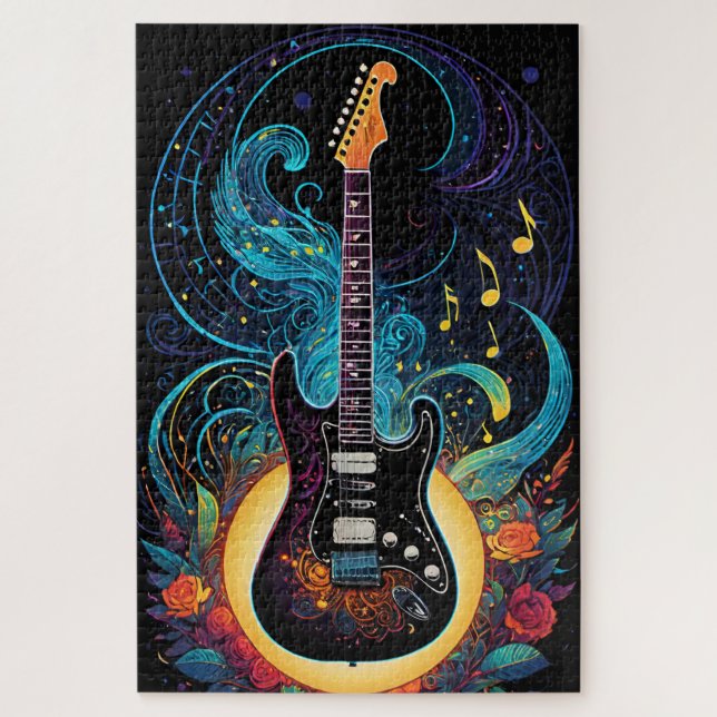 Puzzle Guitare électrique Musique Et Roses (Vertical)