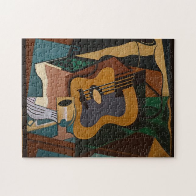 Puzzle Guitare Et Vin Peinture Abstraite (Horizontal)