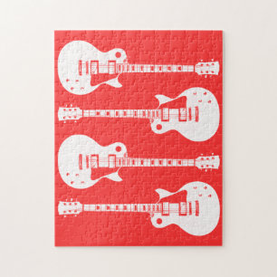 Puzzle Guitares Électriques Graphique en Blanc