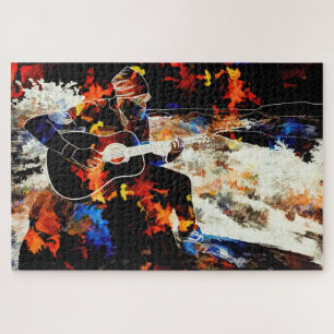 Puzzle guitariste abstrait énigme