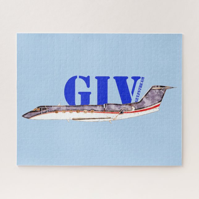 Puzzle Gulfstream GIV Jet privé avec typographie audacieu (Horizontal)