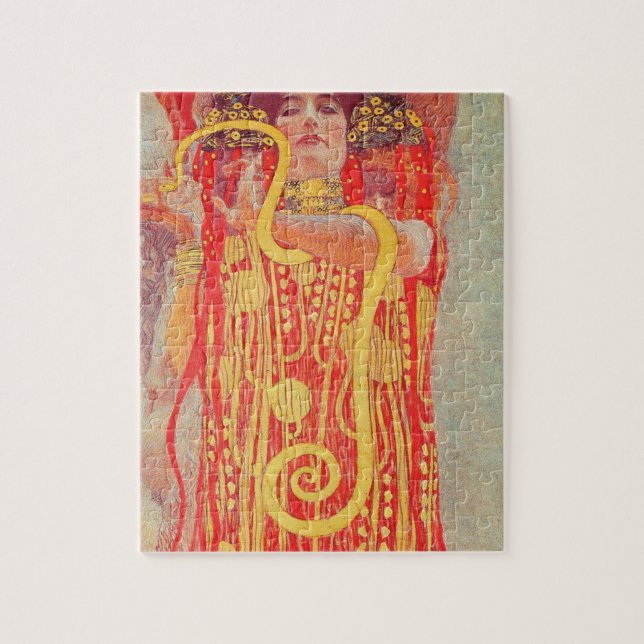 Puzzle Gustav Klimt Red Woman Gold Snake Peinture (Vertical)