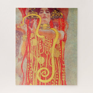 Puzzle Gustav Klimt Red Woman Gold Snake Peinture