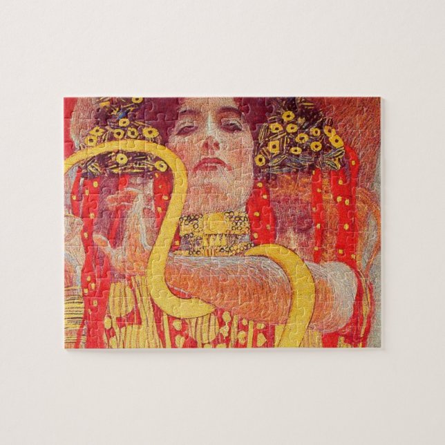 Puzzle Gustav Klimt Red Woman Gold Snake Peinture (Horizontal)
