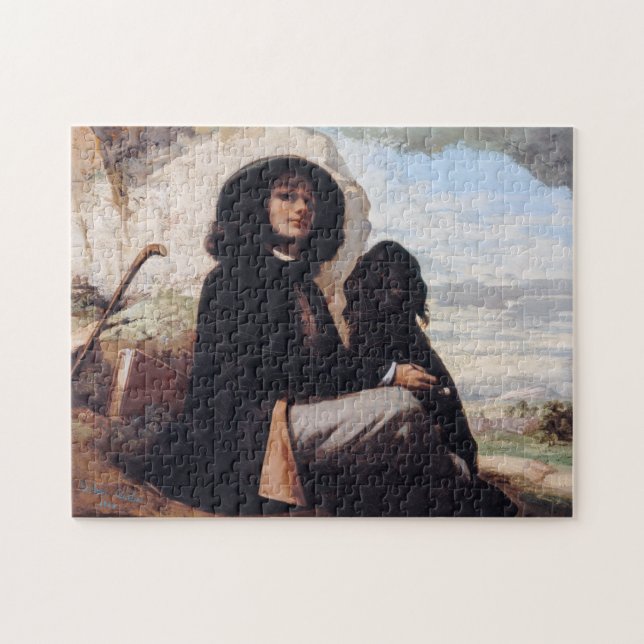 Puzzle Gustave Courbet - Autoportrait avec un chien noir (Horizontal)