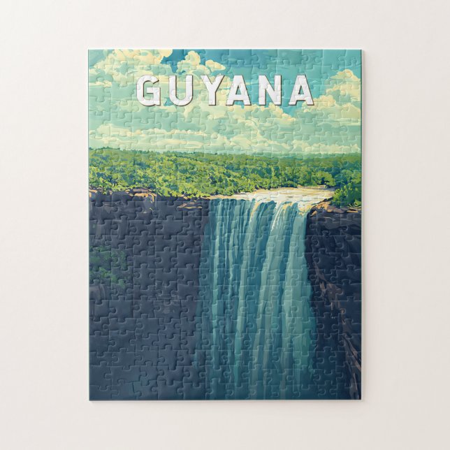 Puzzle Guyana Illustration Travel Art Vintage (Vertical)