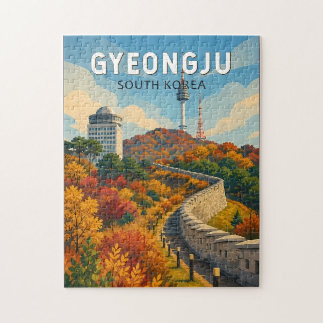 Puzzle Gyeongju Corée du Sud Illustration Voyage Art (Vertical)