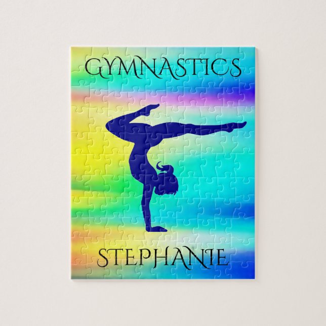 Puzzle Gymnastics rainbow gymnast puzzle. Personalized. (Vertical)