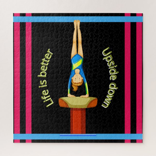 Puzzle Gymnastics Vault Life Is Better Upside Down     (Vertical)