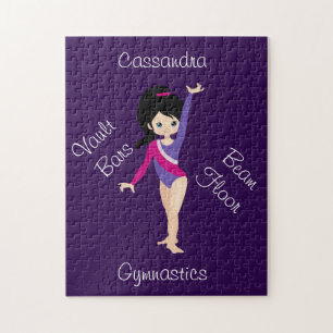 Puzzle Gymnastique Cheveux noirs, Yeux bleus, Justaucorps