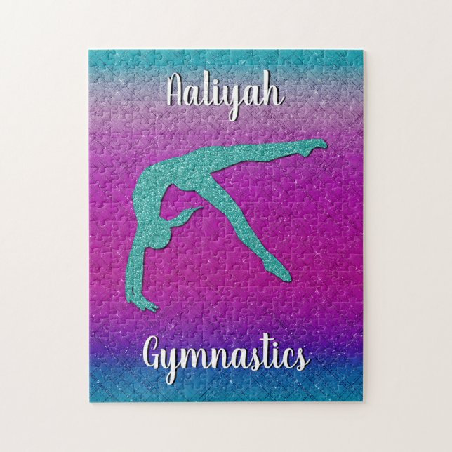 Puzzle Gymnastique fille Turquoise Magenta Ombre (Vertical)