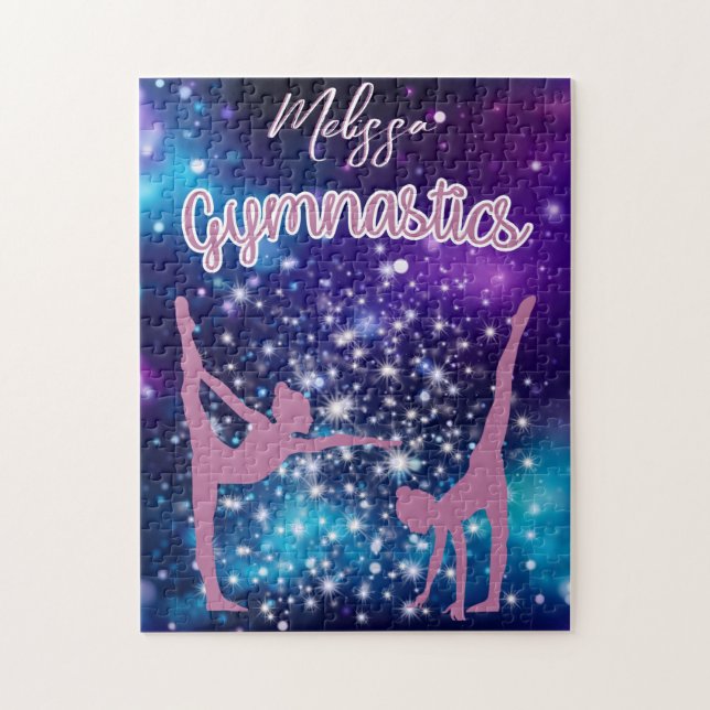 Puzzle Gymnastique Galaxie Purple Turquoise Personnalisé (Vertical)