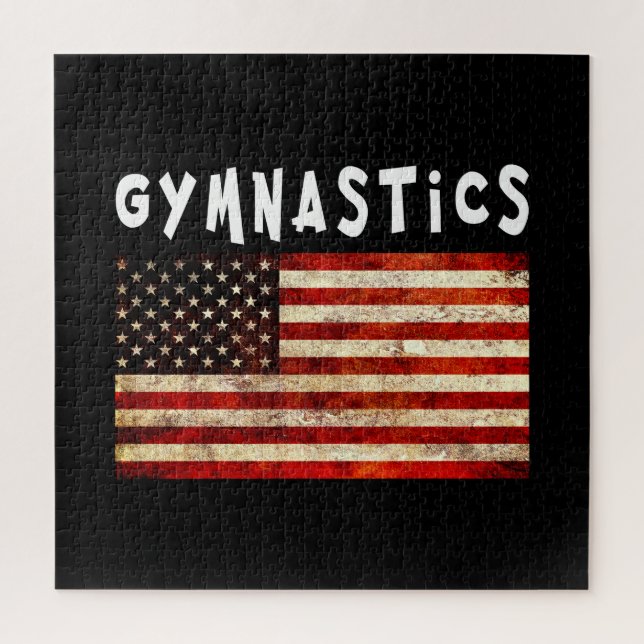 Puzzle Gymnastique Grunge Américain Drapeau USA (Vertical)