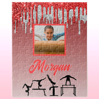 Puzzle Gymnastique Parties scintillant rouge et argent Dr