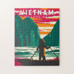 Puzzle Ha Long Bay Vietnam Boat Vendeur Voyage Art Vintag<br><div class="desc">Art vectoriel Ha Long Bay. La baie de Hạ Long,  dans le nord-est du Vietnam,  est connue pour ses eaux émeraude et ses milliers d'îles calcaires surmontées de forêts tropicales.</div>