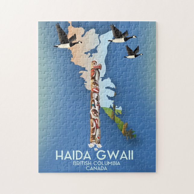 Puzzle haida gwaii Colombie-Britannique Carte canadienne (Vertical)