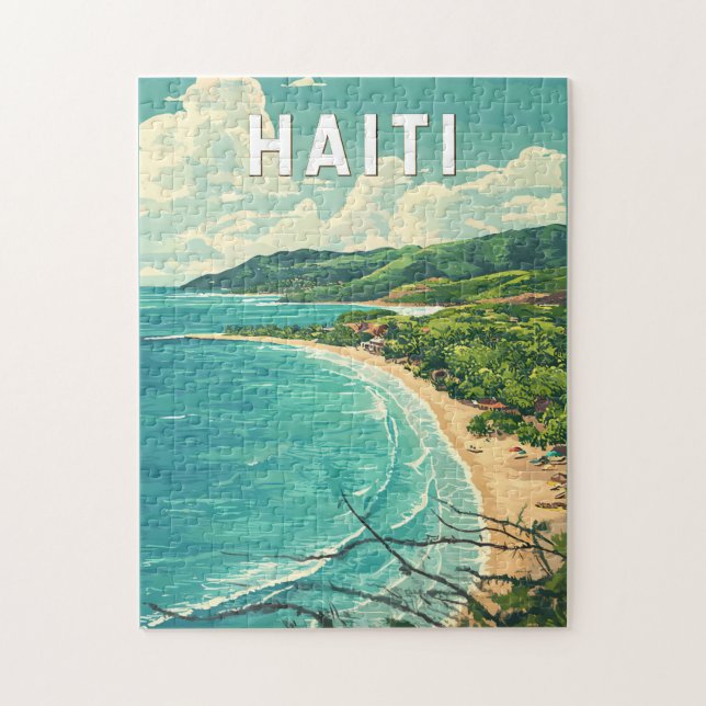 Puzzle Haïti Illustration Voyage Art Vintage (Vertical)